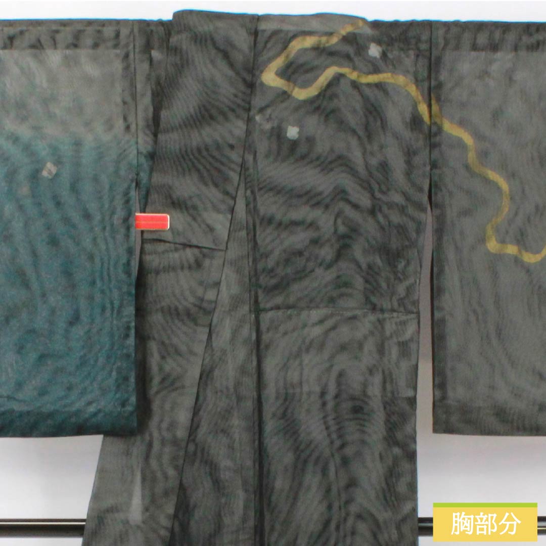 夏物 正絹 訪問着 身丈154.5cm 裄丈65cm 京友禅 抽象柄 紗袷 Sランク グラデーション系 1132001972299