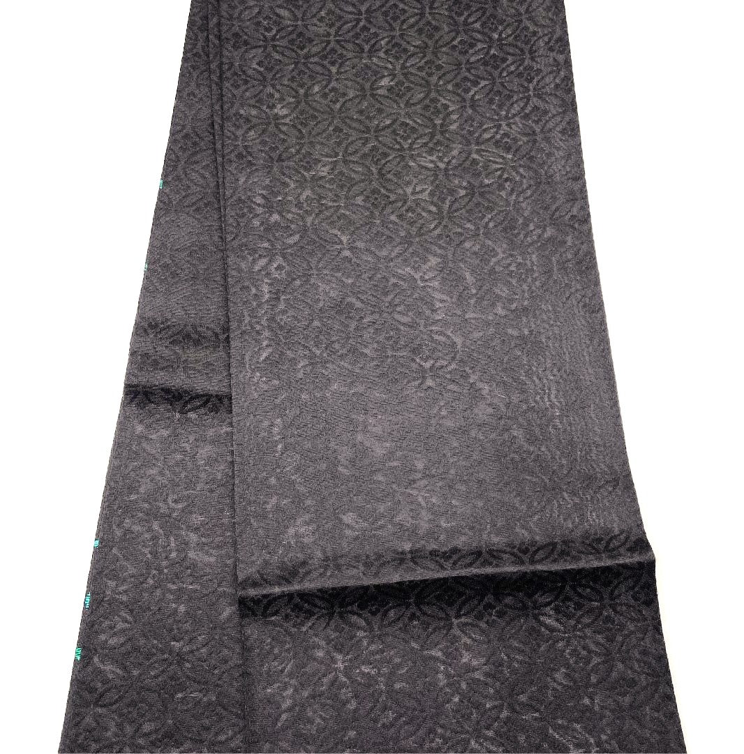 (未仕立)袋帯 黒色 花唐草 藤本隆士 螺鈿作家 帯丈466cm 正絹 NEWランク 六通 フォーマル 黒系 1123009051410