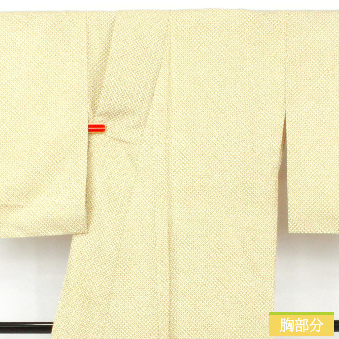 小紋 ポリエステル 身丈167cm 裄丈68cm 袷 浅藍色(あさきあいいろ) 洗える着物 染め疋田 しつけ糸付き 未使用品 Sランク 緑系 1115004792519