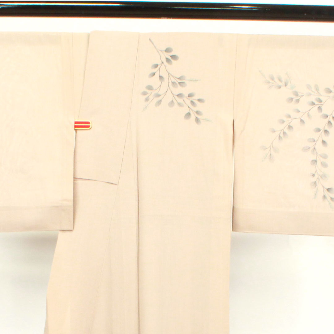 夏物 正絹 訪問着 身丈161.5cm 裄丈64cm 鴇色鼠色(ときいろねずいろ) 萩 紗 Sランク ベージュ系 1132000612425