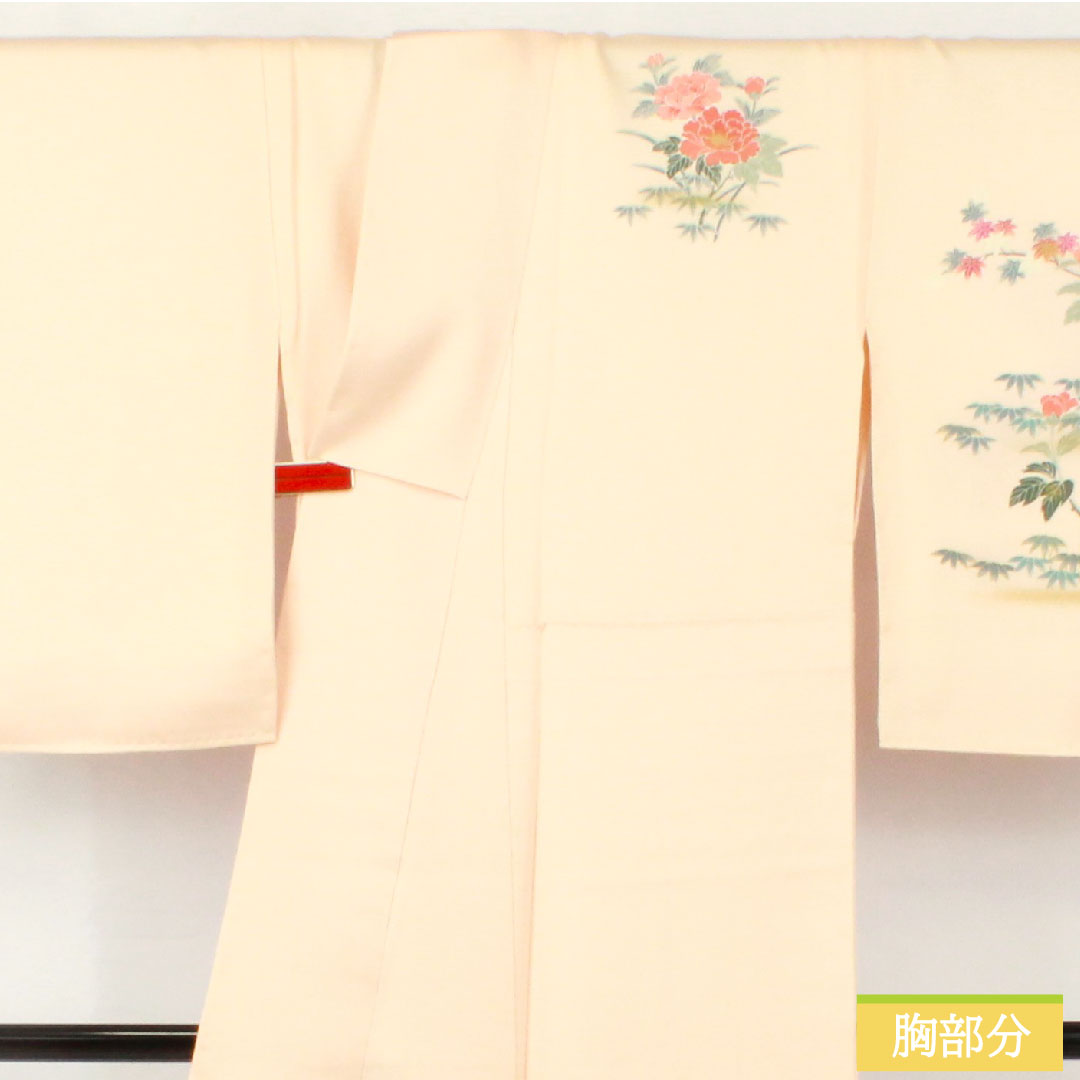 訪問着 正絹 袷 身丈161.5cm 裄丈63cm 乙女色(おとめいろ) 京友禅 草花模様 Sランク ピンク系 1112005312413