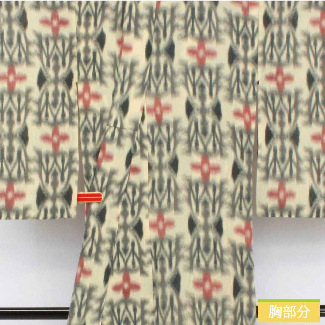 Summer Silk Tsumugi Kimono, Length 159cm, Sleeve Length 63cm, Torinoko Color (Torinoko), Abstract Pattern, Gauze, S Rank, Cream, Item Number 1132002442315