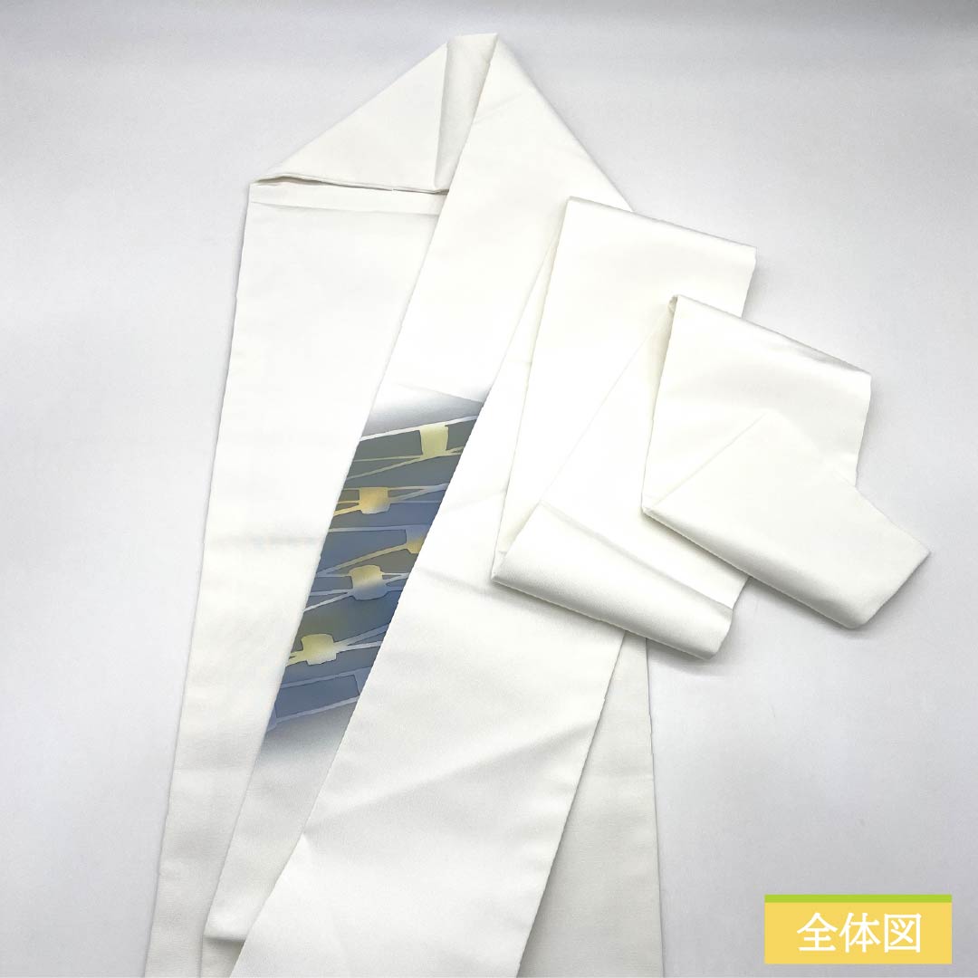 名古屋帯 ポリエステル Sランク 抽象模様 染め帯 帯丈367cm ポイント柄 カジュアル 白系 1124010832311 名古屋仕立て