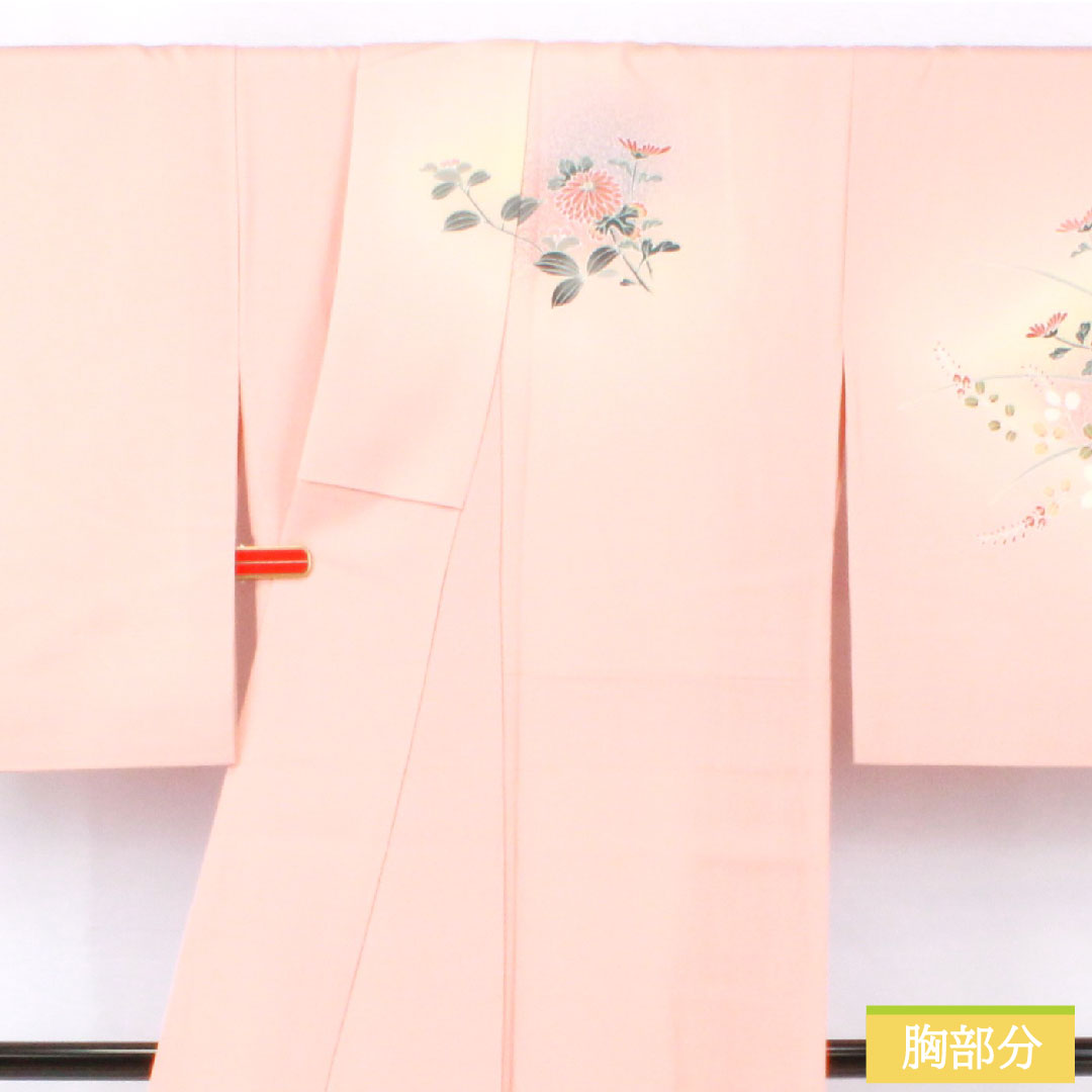 訪問着 正絹 袷 身丈156cm 裄丈61.5cm 東雲色(しののめいろ) 草花模様 Sランク ピンク系 1112005732313