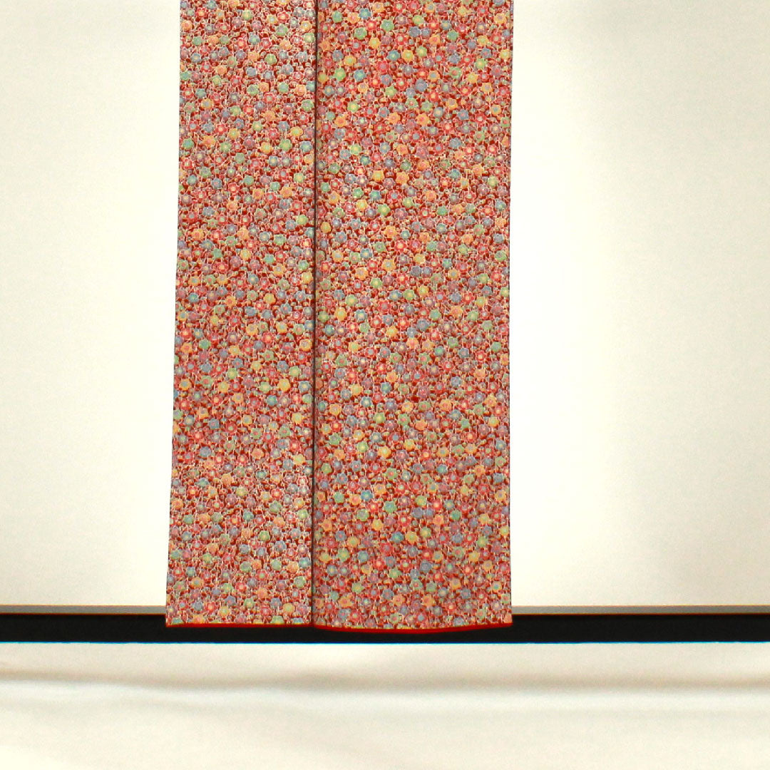 小紋 身丈156.5cm 裄丈61cm 袷 梅模様 ポリ Sランク 茶系 1115000832314