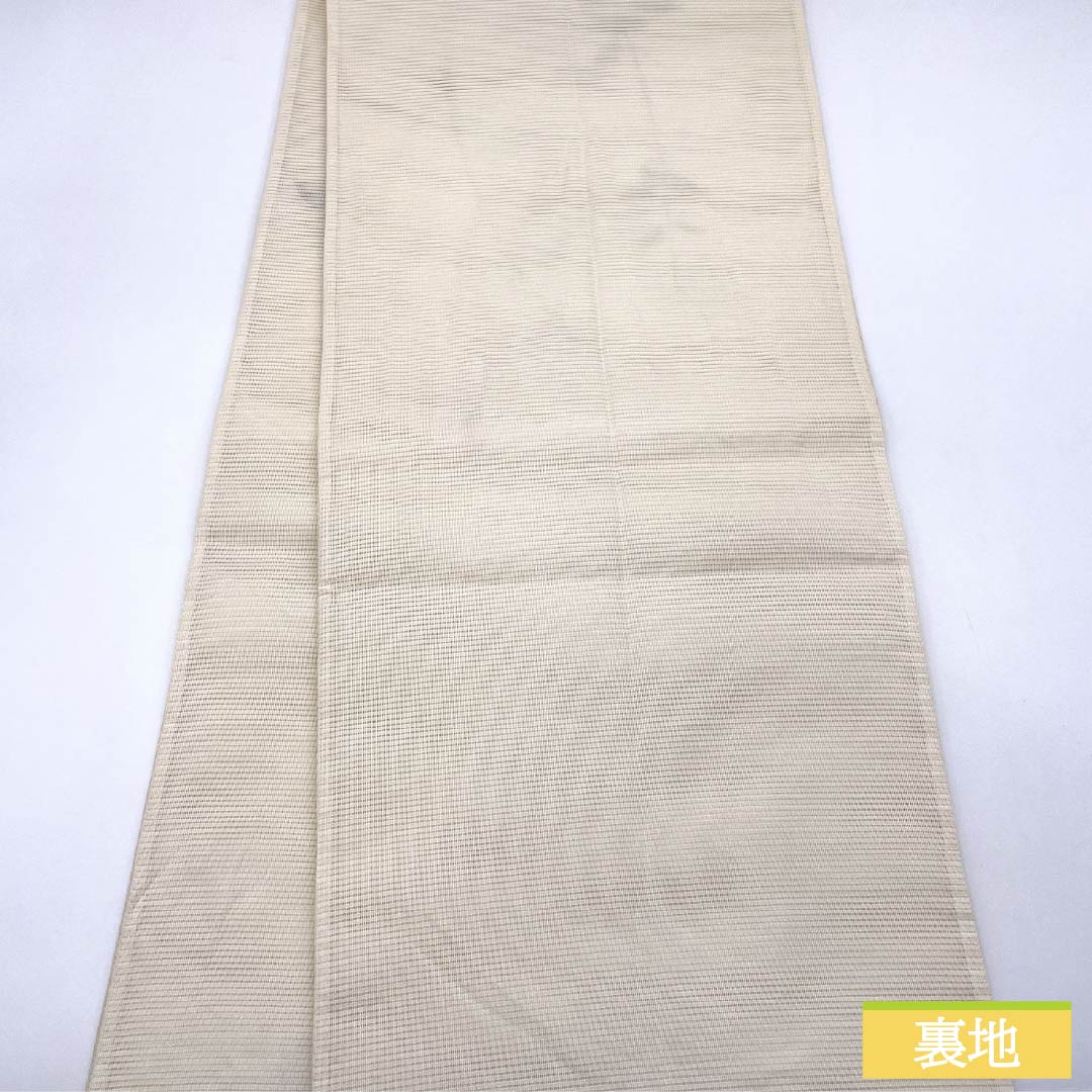 袋帯 正絹 沙羅双樹 夏帯 作家物 蘇州刺繡 帯丈422cm Sランク ポイント柄 セミフォーマル クリーム系 1123014642315