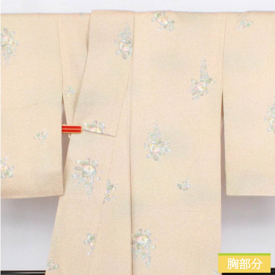 小紋 正絹 Aランク 身丈163.5cm 裄丈65.5cm 袷 胡桃色(くるみいろ) 辻ヶ花 タタキ染 ベージュ系 1115006343425