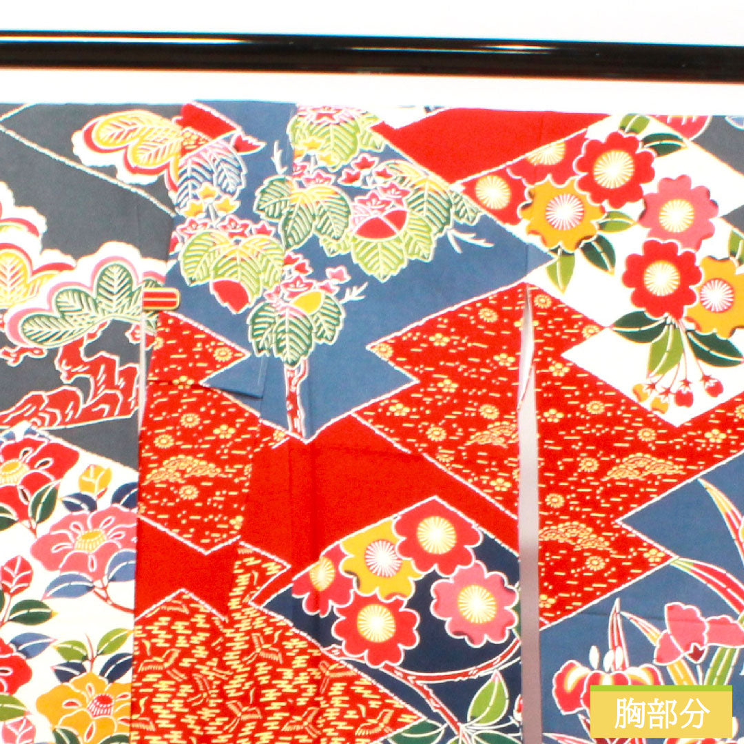 振袖 正絹 身丈157.5cm 裄丈66.5cm 袷 猩々緋色 栗山吉三郎 京紅型 吉祥文様 しつけ糸付き 未使用品 Sランク 赤系 1113001842312