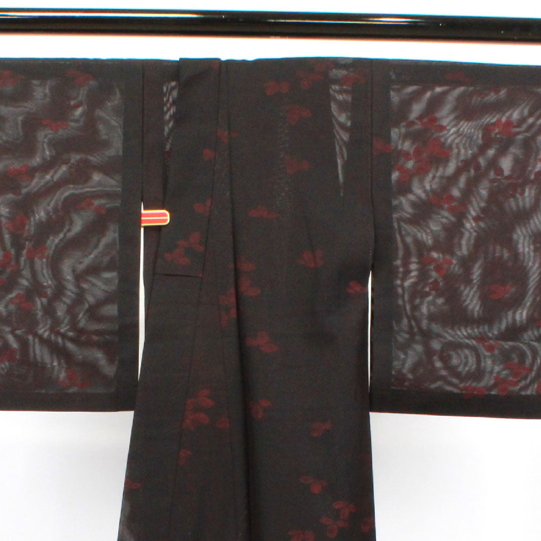 Summer item, pure silk, plain color, length 158cm, sleeve length 62.5cm, abstract pattern, gauze, S rank, red, 1132001192312