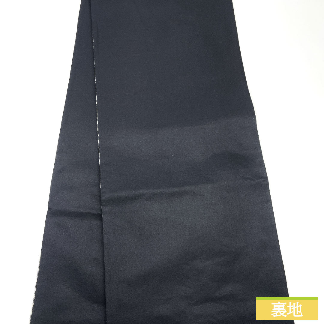 (未仕立)袋帯 正絹 NEWランク 西陣織 乱菊 帯丈468cm 六通 フォーマル 黒系 1123017131410