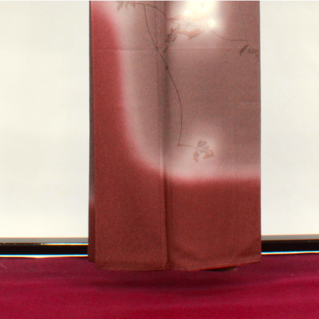 訪問着 袷 身丈158.5cm 裄丈65cm 錆臙脂色 天目染 作家物 花模様 正絹 Sランク 茶系 1112002422314