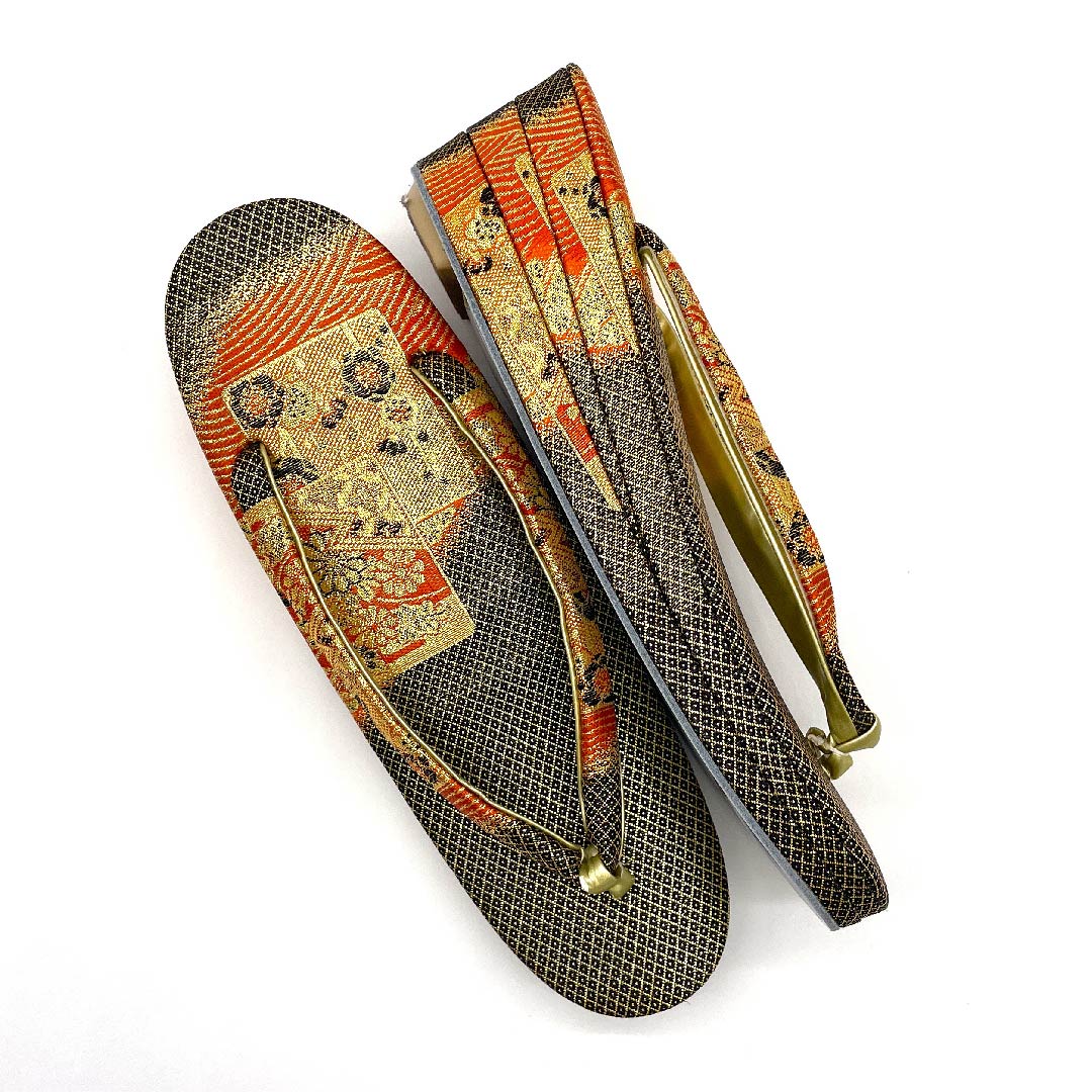 (New old stock) Formal sandal and bag set, silver-vermilion, unused, Saga Nishiki, three-layer core, size M, vermilion, A rank, 1133000013316