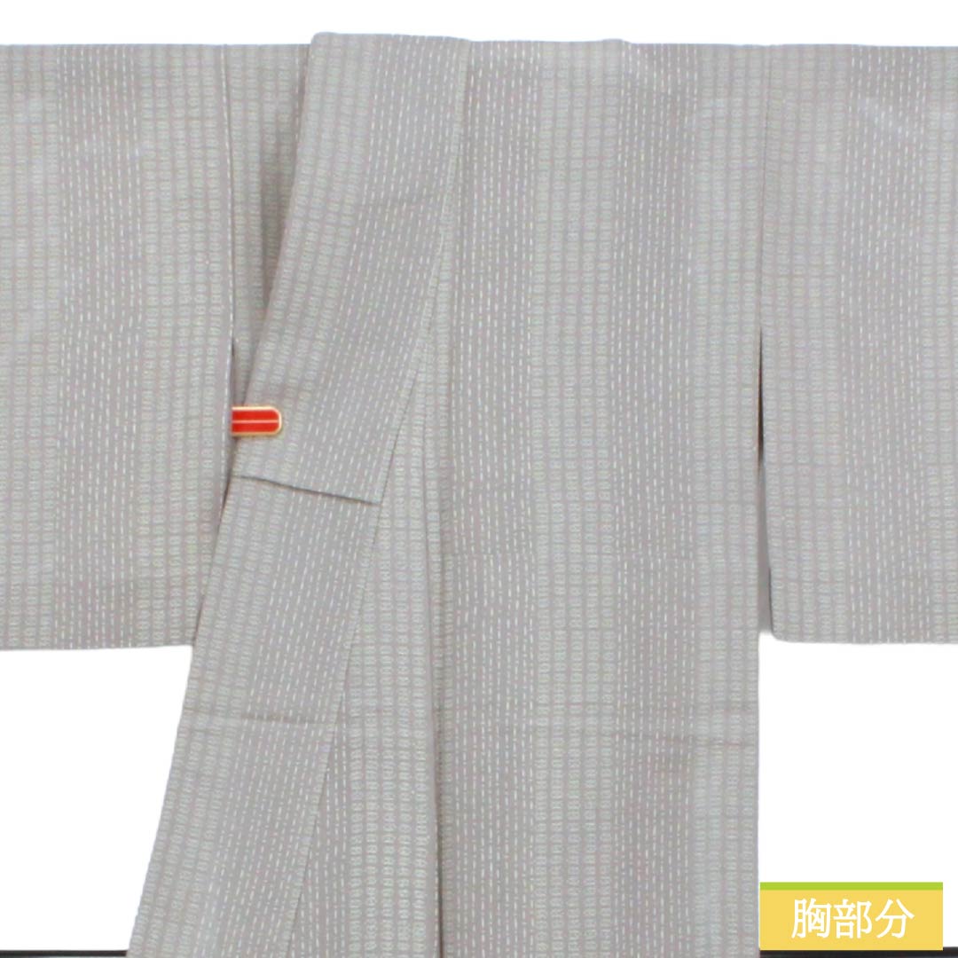 夏物 正絹 小紋 Sランク 身丈156cm 裄丈63.5cm 京極生壁色(きょうごくなまかべいろ) 江戸小紋 抽象模様 絽 グレー系 1132005082322