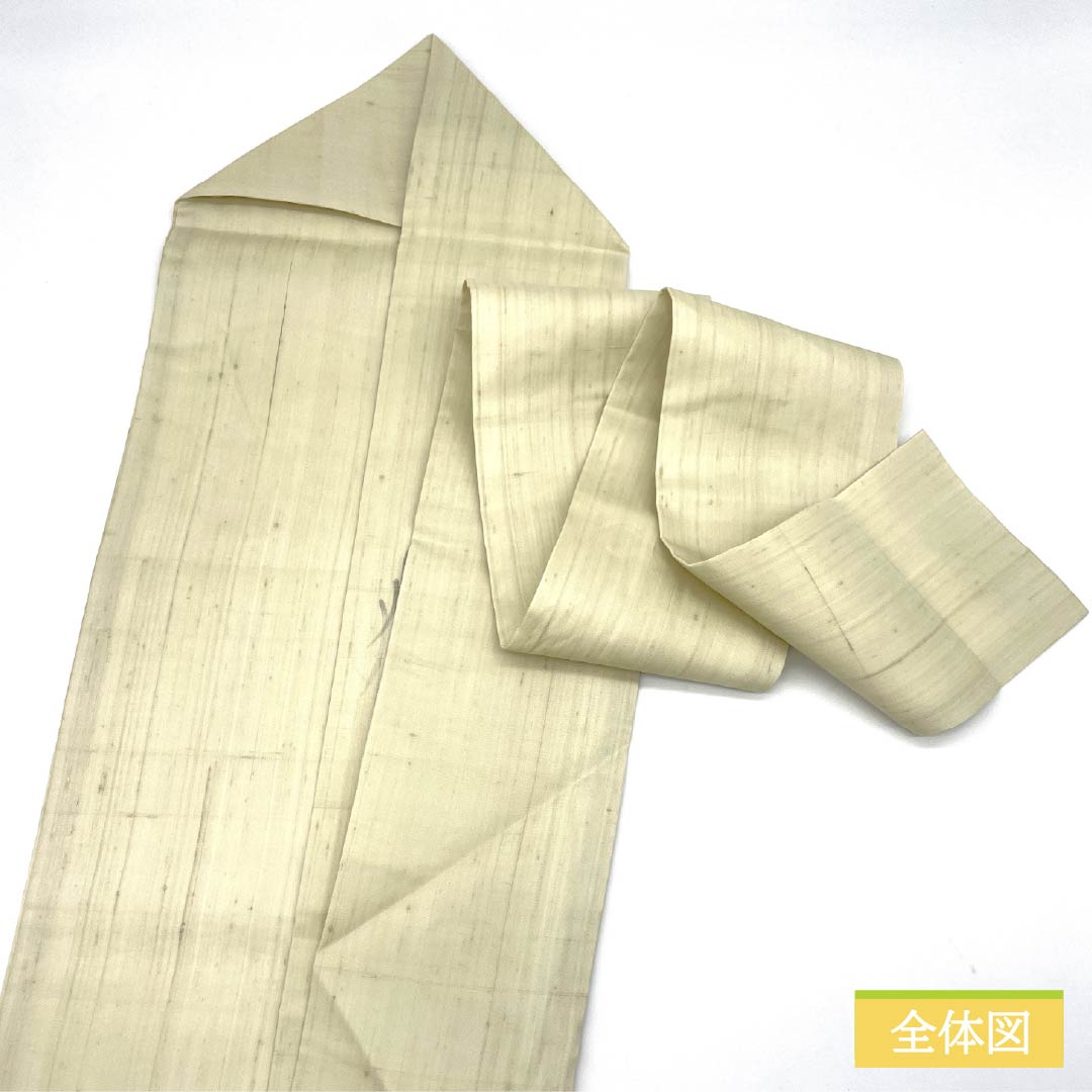 名古屋帯 正絹 利休白茶色(りきゅうしらちゃいろ) 夏帯 染め帯 てっせん 帯丈371cm Sランク ポイント柄 セミフォーマル クリーム系 1124006852315 名古屋仕立て