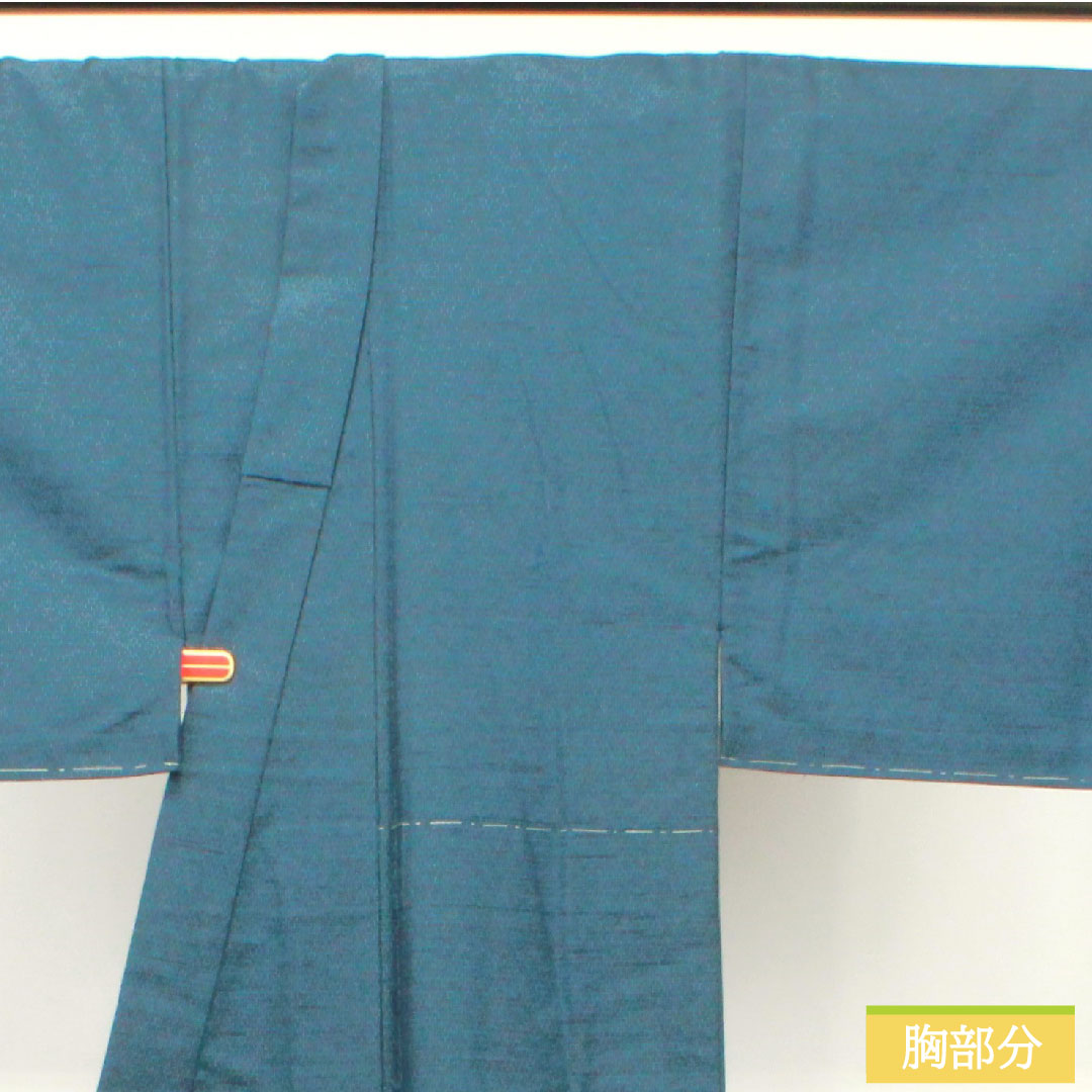 男物 ウール 身丈142cm 裄丈68.5cm 亀甲模様 しつけ糸付き 未使用品 Sランク 単衣 紺系 1119000762418