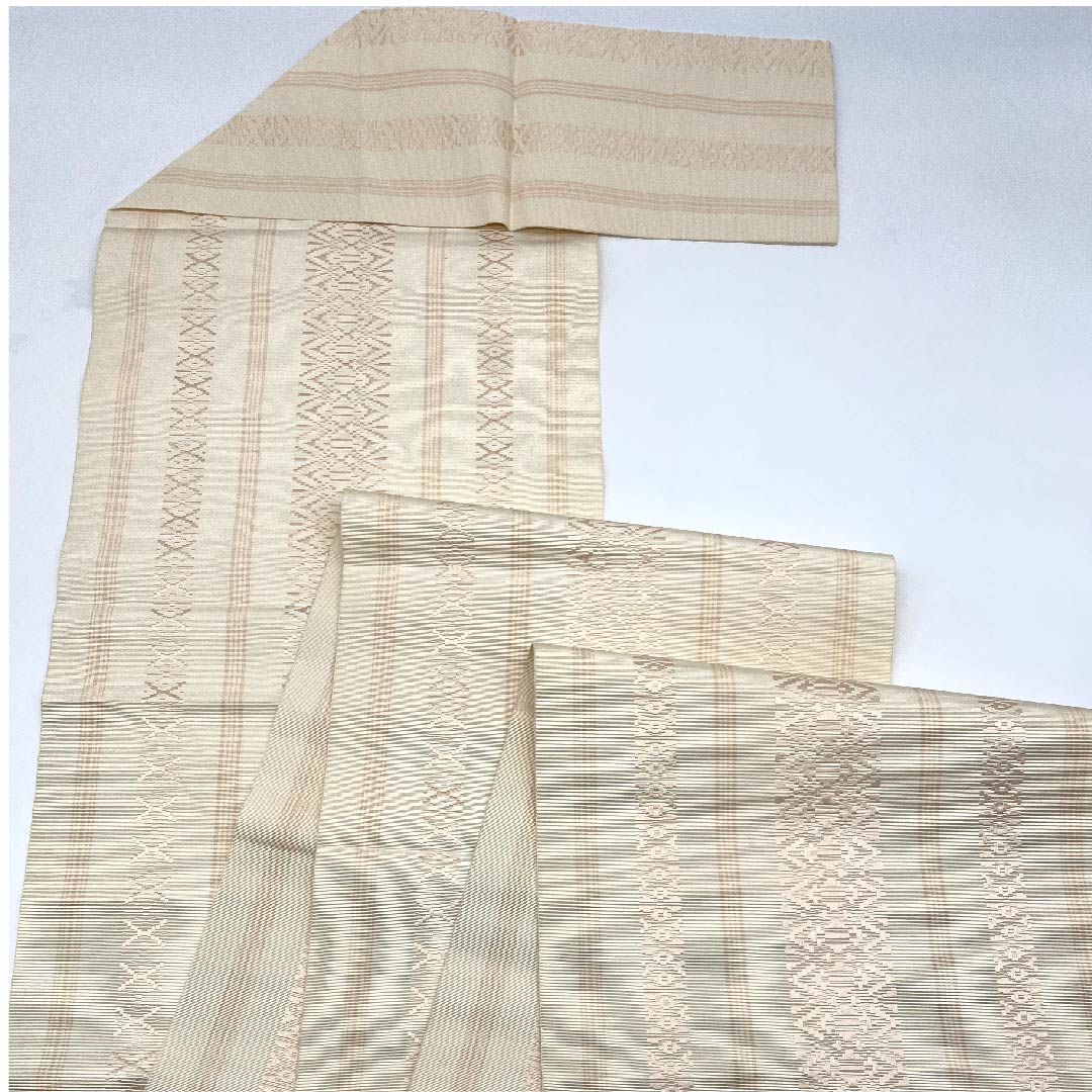 名古屋帯 砥粉色 博多織 献上柄 帯丈344cm 正絹 Aランク 全通 セミフォーマル ピンク系 1124004943313 松葉仕立て