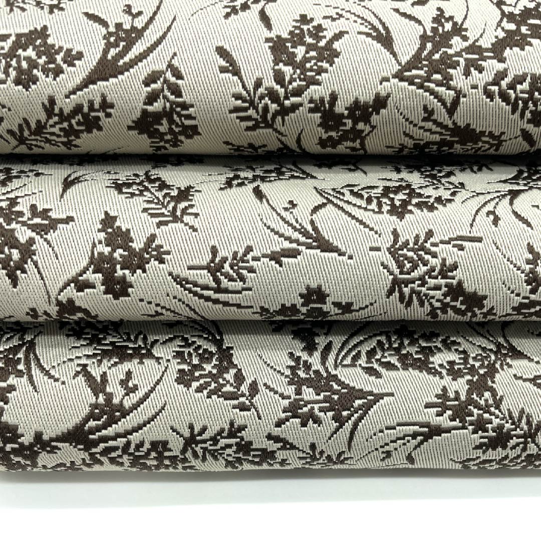 半幅帯 ポリエステル 帯丈396cm 蕎麦切色(そばきりいろ) 草花模様 鱗模様 茶系 NEWランク 1125001631314