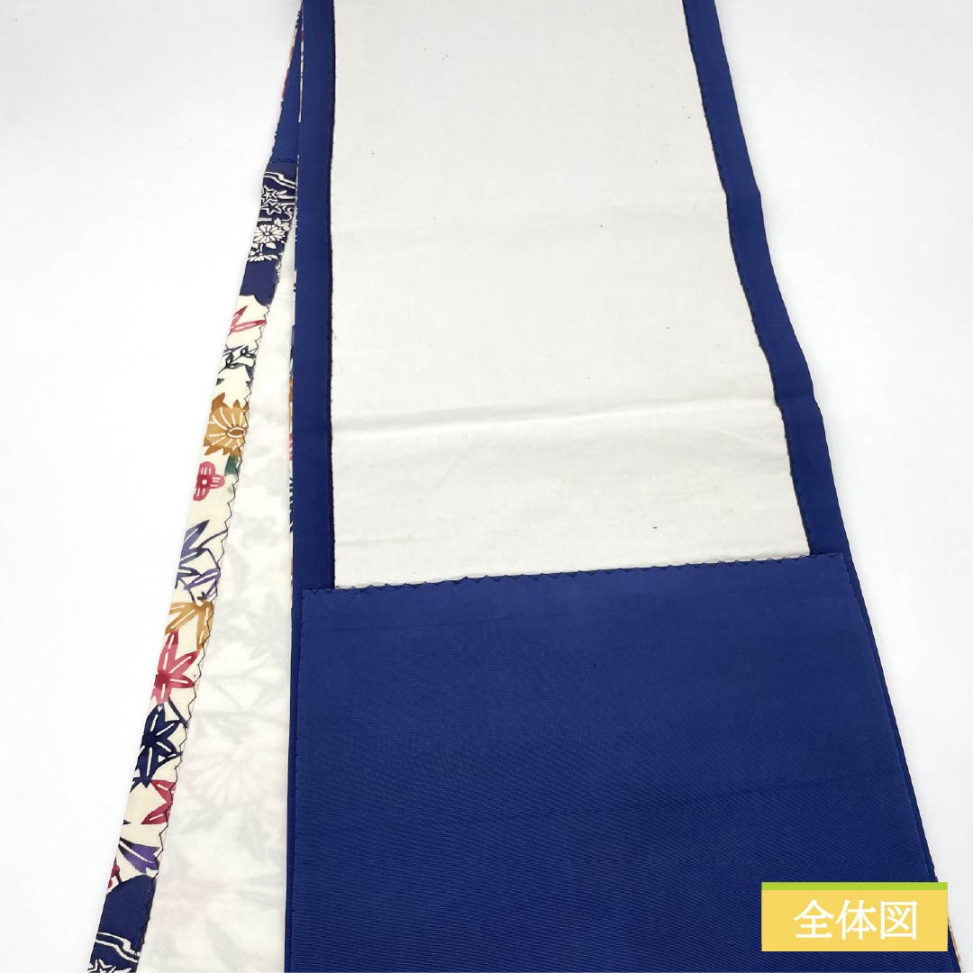 名古屋帯 生成り色(きなりいろ) 京紅型 牡丹 紅葉 帯丈348cm 正絹 Aランク 六通 カジュアル クリーム系 1124006773315 開き仕立て