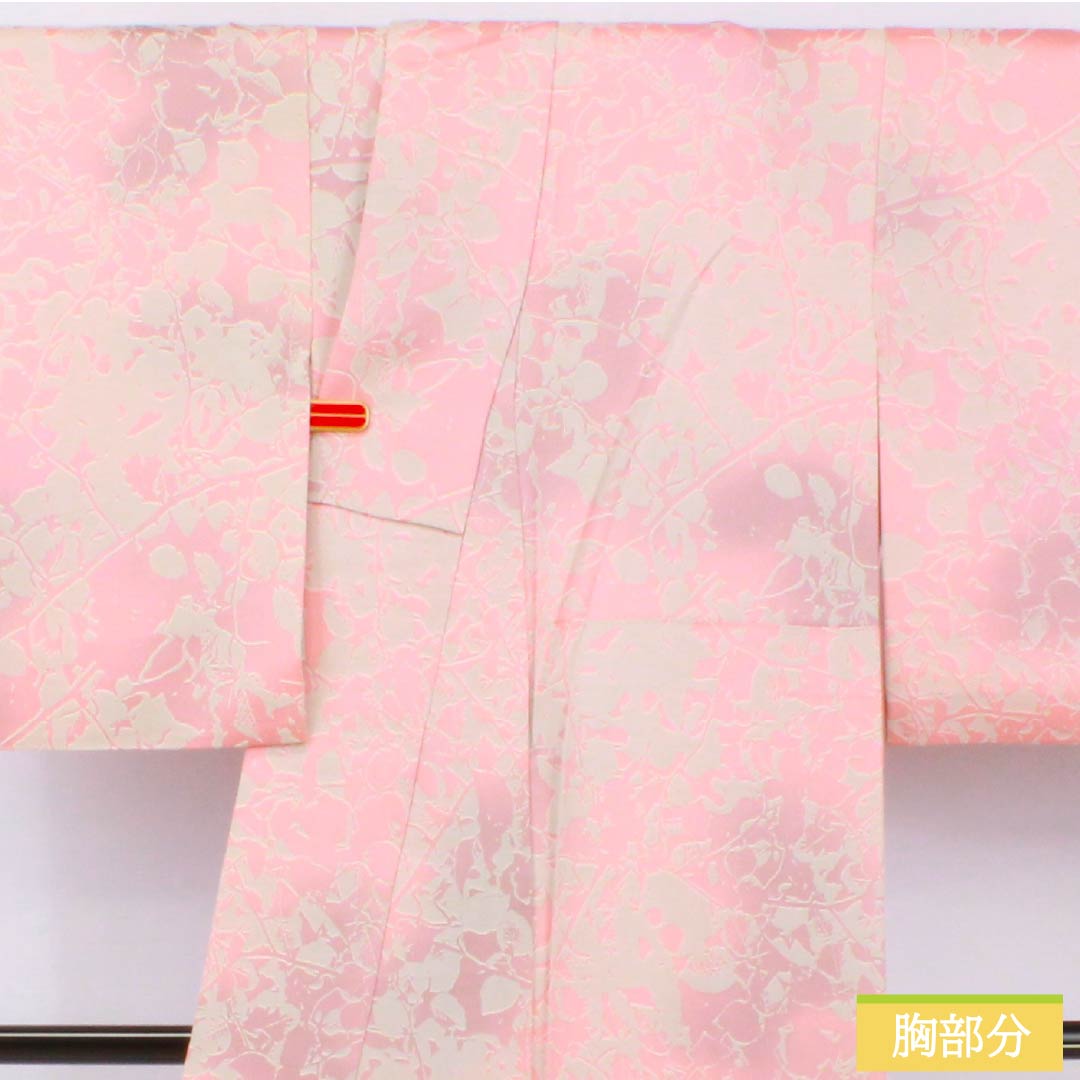 小紋 正絹 身丈160.5cm 裄丈64cm 袷 一重梅色(ひとえうめいろ) 山本唯与志 日展作家 レリーフ染め 抽象模様 Aランク ピンク系 1115005213413