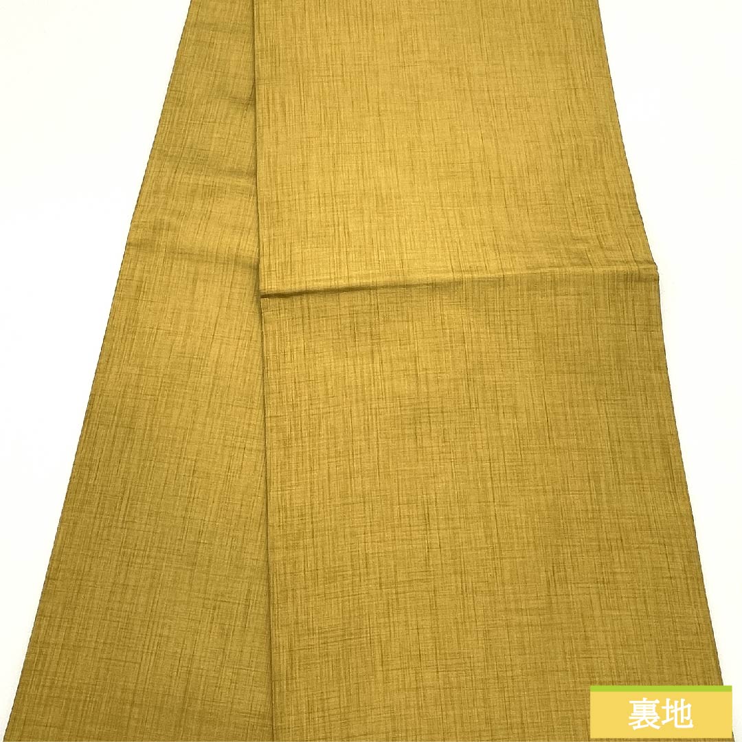 袋帯 黄金色(こがねいろ) 陣屋織 紙吹雪 渦巻き 帯丈440cm 正絹 Sランク 六通 カジュアル 黄系 1123011152323