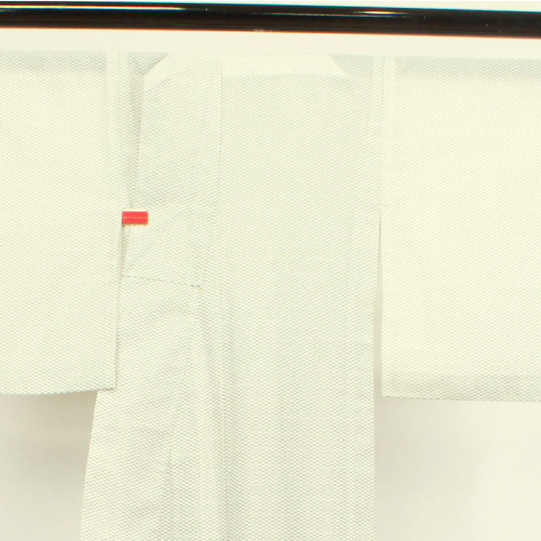 夏物 ポリエステル 小紋 身丈166cm 裄丈66cm 幾何学模様 洗える着物 紗 Aランク 白系 1132000763511