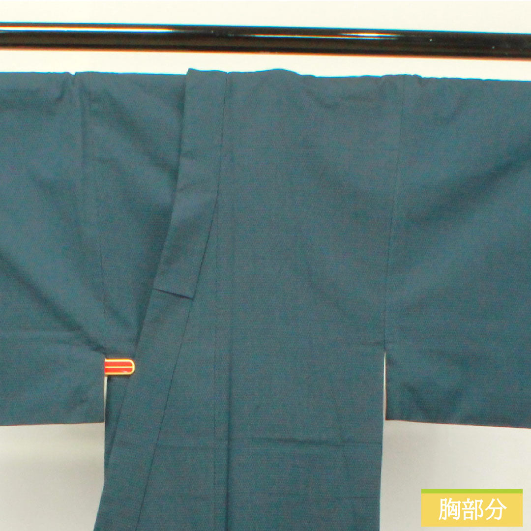 男物 ウール 身丈147.5cm 裄丈67cm 紺藍色 亀甲模様 Sランク 袷 紺系 1119000672418