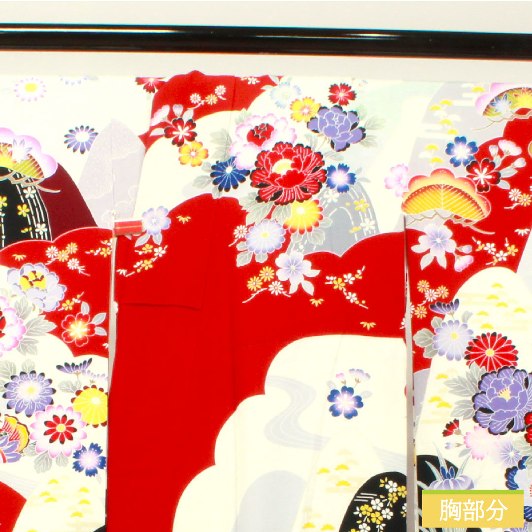 振袖 正絹 身丈171cm 裄丈65cm 袷 京友禅 草花模様 青海波 鴛鴦 Sランク グラデーション系 1113001802699