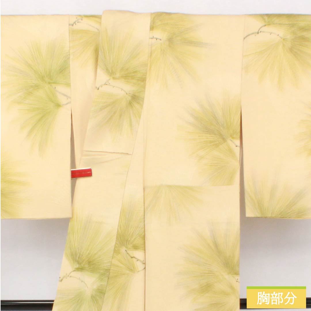 小紋 正絹 Sランク 身丈154.5cm 裄丈62cm 袷 東京白茶色(とうきょうしらちゃいろ) 京友禅 松葉 クリーム系 1115006592215