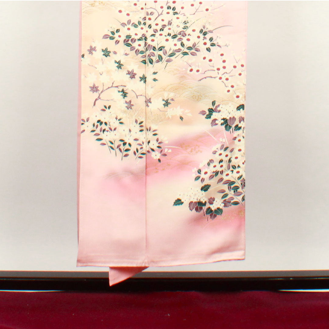 訪問着 袷 身丈150cm 裄丈61cm 練色 京友禅 橘 正絹 Bランク ピンク系 1112001634113