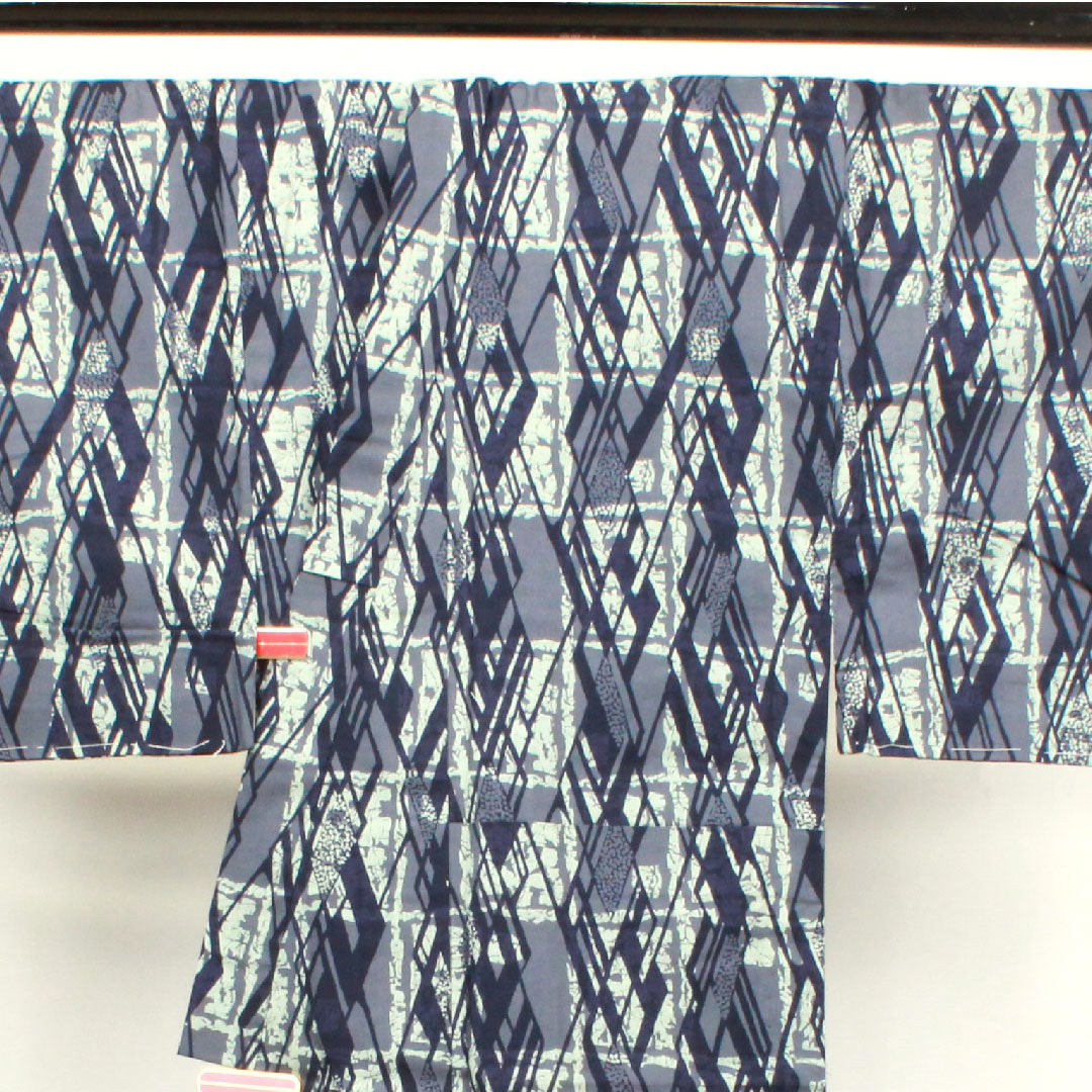 浴衣 男物 幾何学模様 木綿 Sランク 単衣 身丈143cm 裄丈70cm グラデーション系 1118001972199