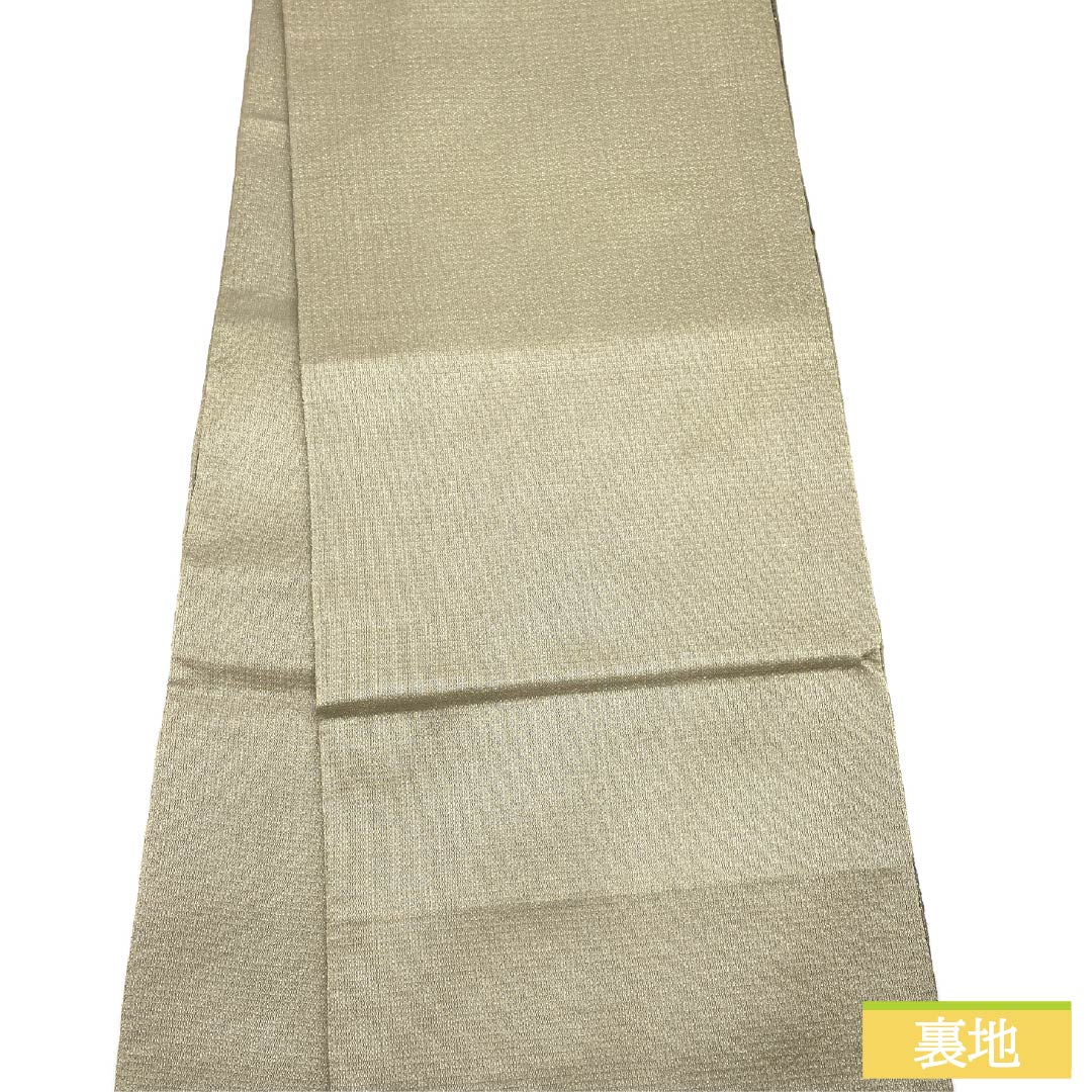 袋帯 正絹 空色鼠色(そらいろねずいろ) 組織り 波模様 帯丈440cm Aランク ポイント柄 セミフォーマル 水色系 1123014873324