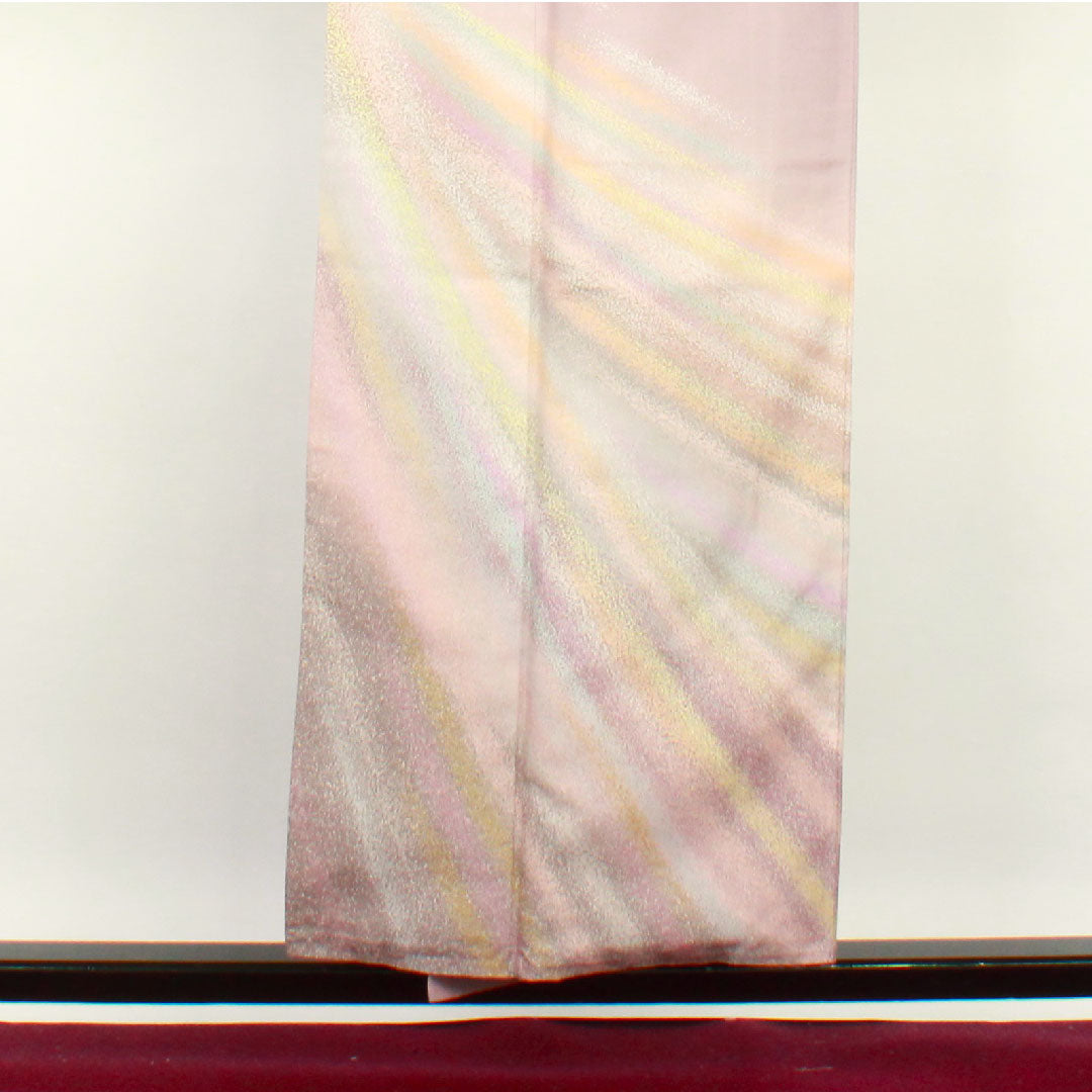 訪問着 袷 身丈153cm 裄丈63cm 葡萄色 牛首紬 白山工房 おぼろ染 正絹 Aランク 紫系 1112001813220