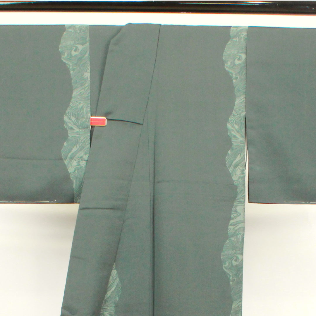 Homongi, lined, length 151cm, sleeve length 61.5cm, iron grey, flowing water, pure silk, A rank, gray, 1112002553222