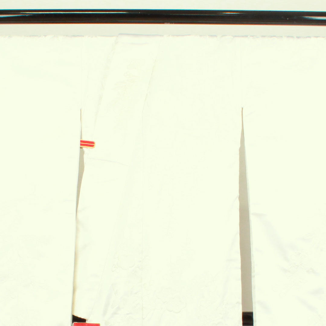 白無垢 身丈197cm 刺繡 花車 草花模様 ポリエステル Bランク 袷 白系 1110000524911