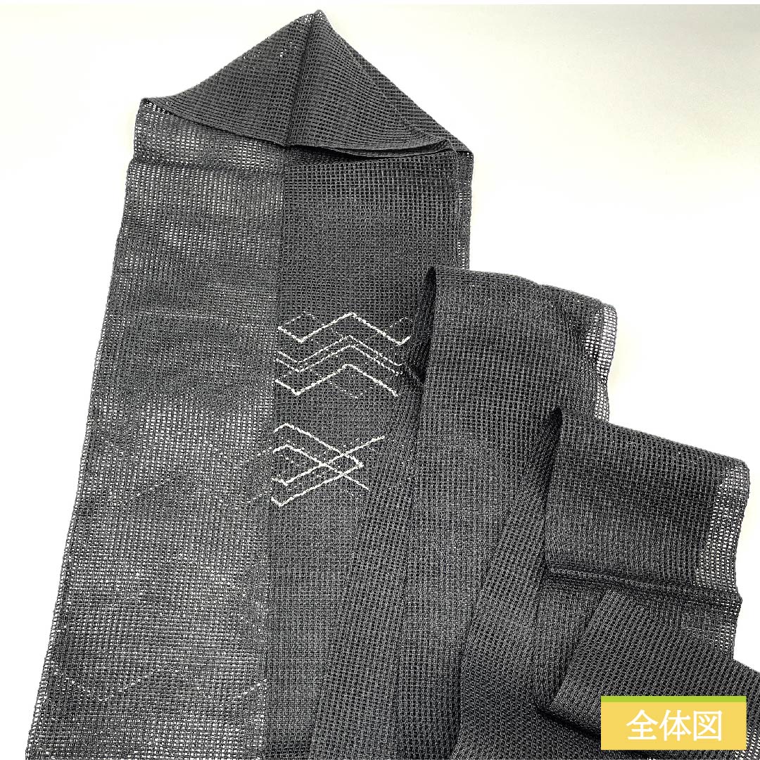 Nagoya obi, black, summer obi, ro, geometric pattern, long, obi length 381cm, pure silk, S rank, point pattern, casual, black, 1124005632310, Nagoya style