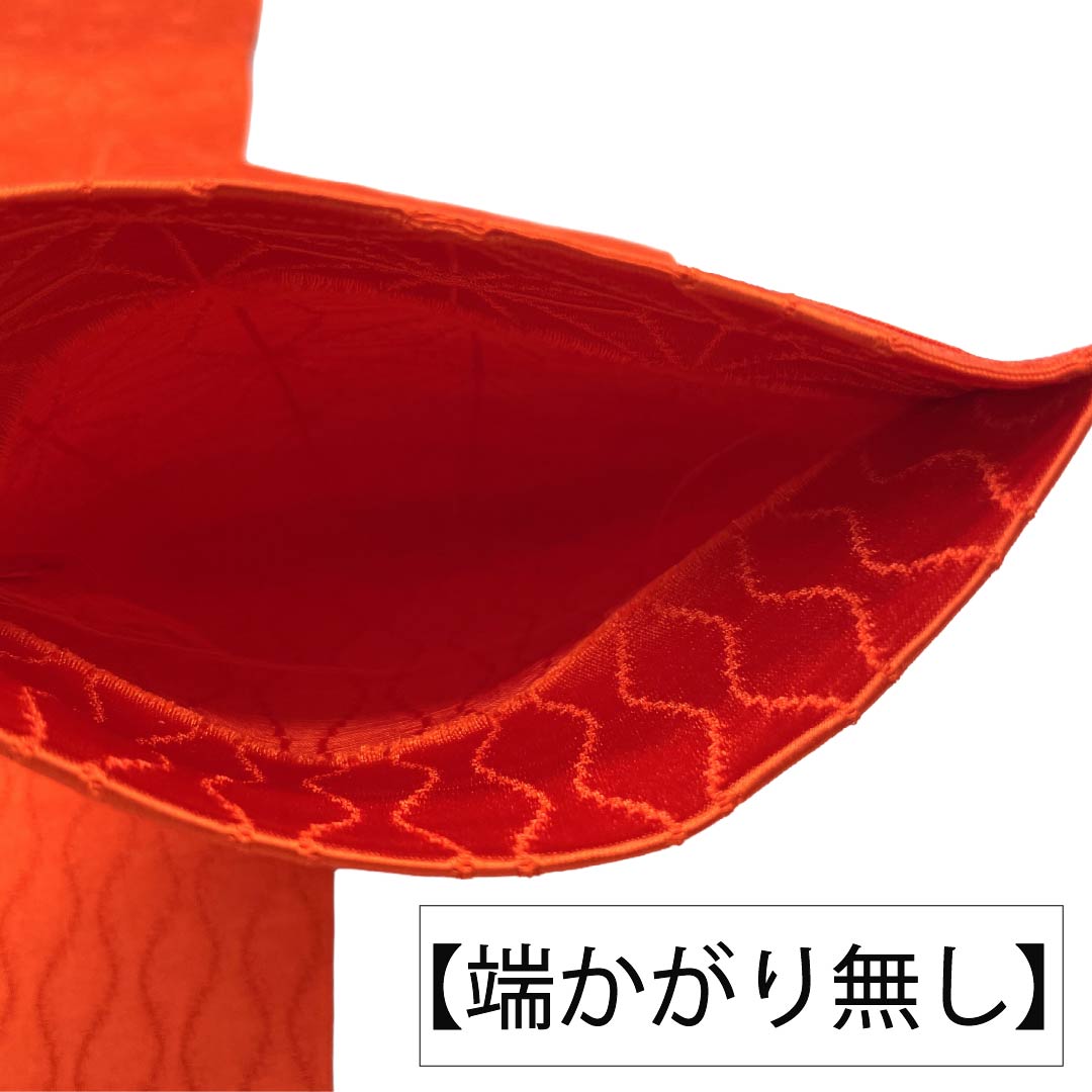 【未仕立】半幅帯 ポリエステル Sランク 京緋色(きょうひいろ) 古典柄 麻の葉 立涌模様 リバーシブル 帯丈367cm 朱系 1125003122316