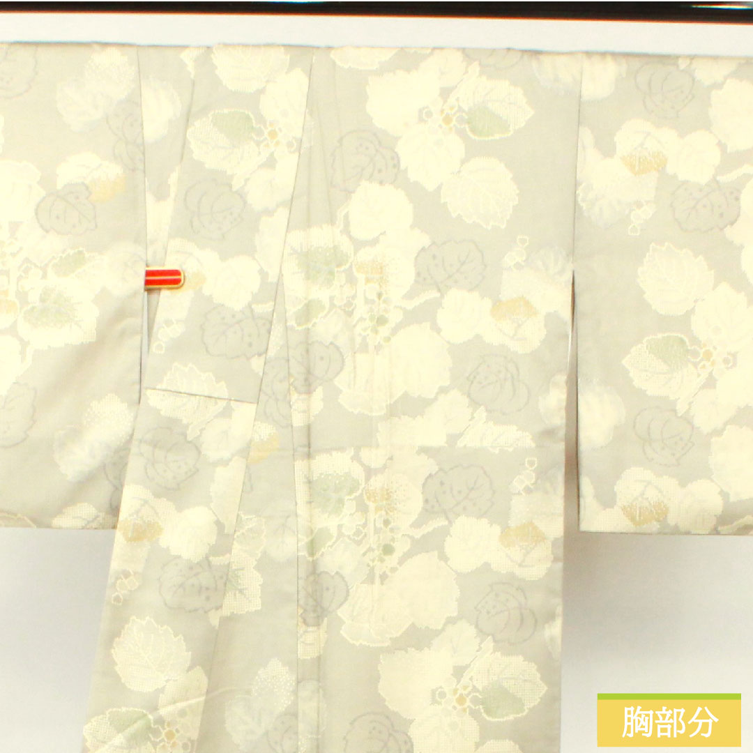 小紋 正絹 身丈166cm 裄丈70.5cm 袷 絹鼠色(きぬねずいろ) 蔦 Aランク グレー系 1115004123522