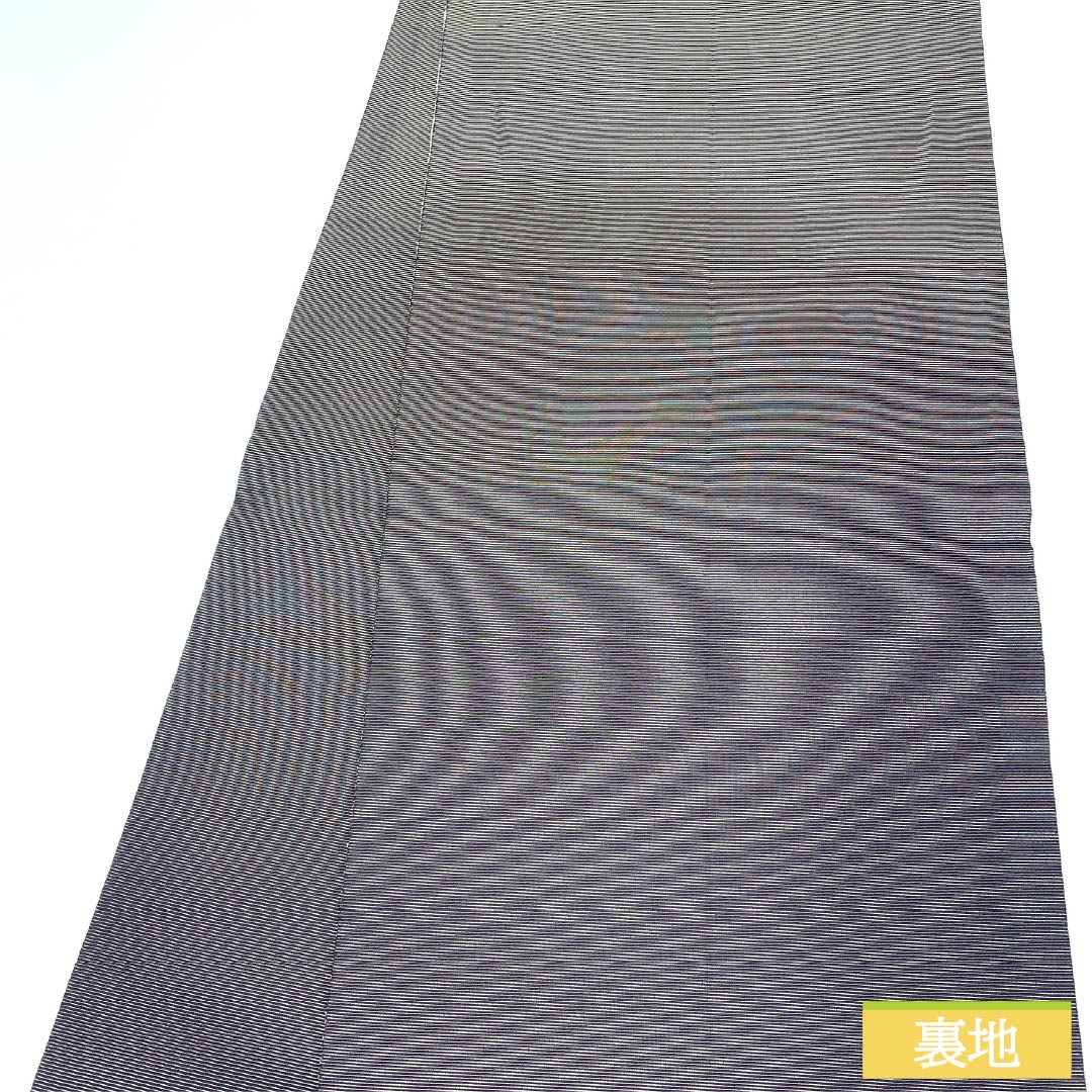 袋帯 正絹 錆鼠色(さびねずいろ) 西陣織 抽象模様 金糸入り 帯丈442cm Sランク 六通 セミフォーマル 青系 1123012692317