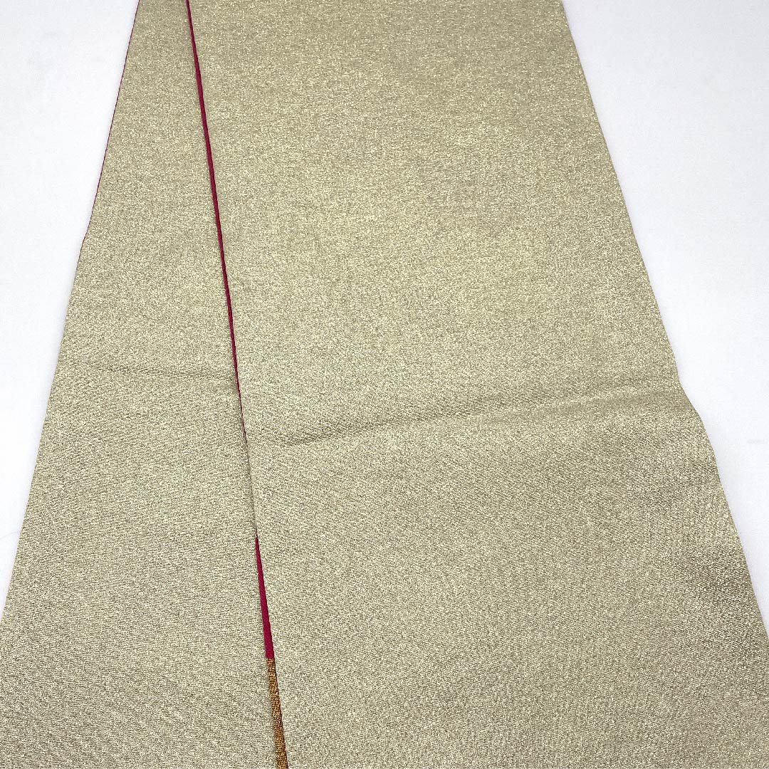 袋帯 金色 振袖用 市松 帯丈440cm 正絹 Aランク 六通 フォーマル 金系 1123006353321