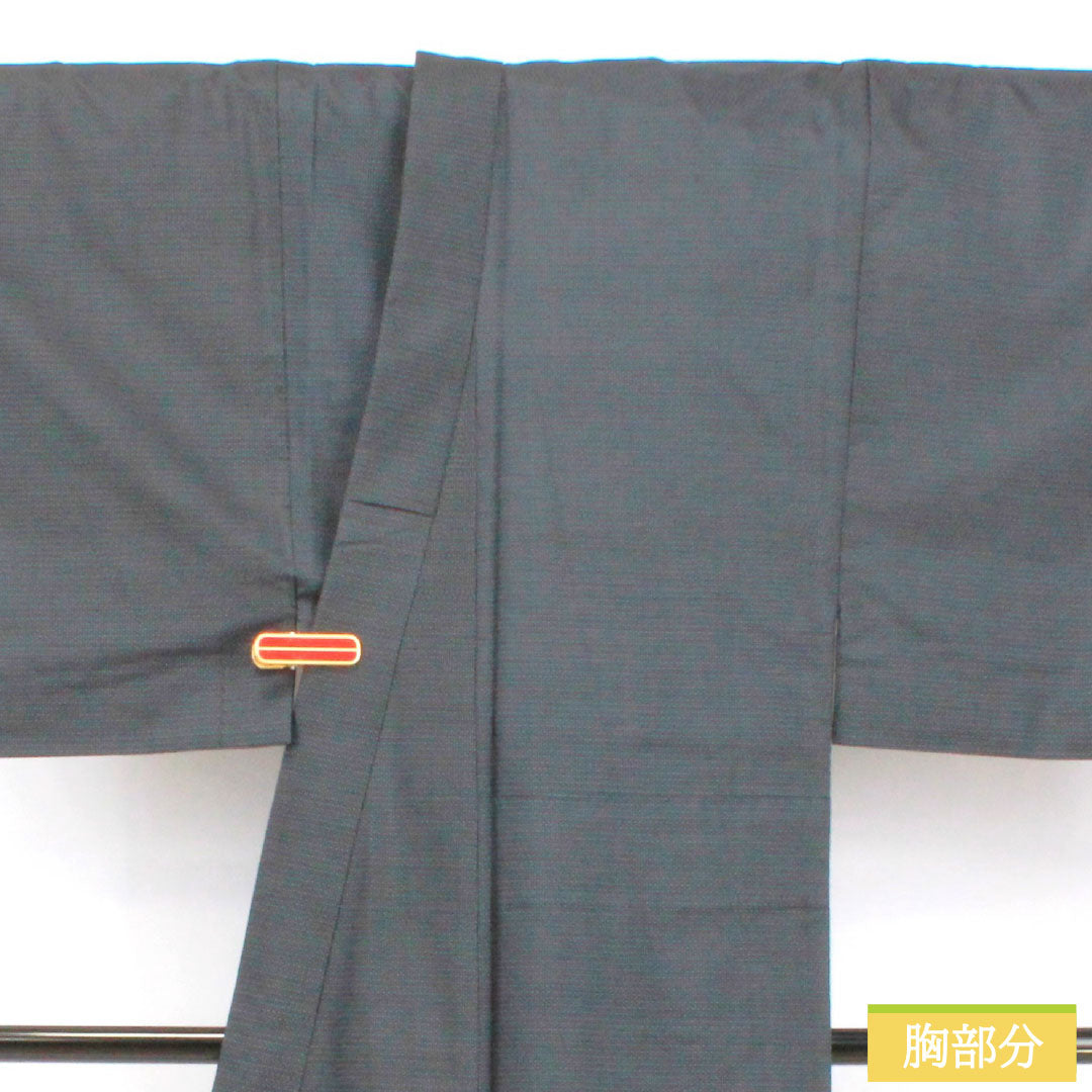 男物 正絹 Sランク 身丈141cm 裄丈68cm 大島紬 100亀甲 袷 紺系 1119001712418