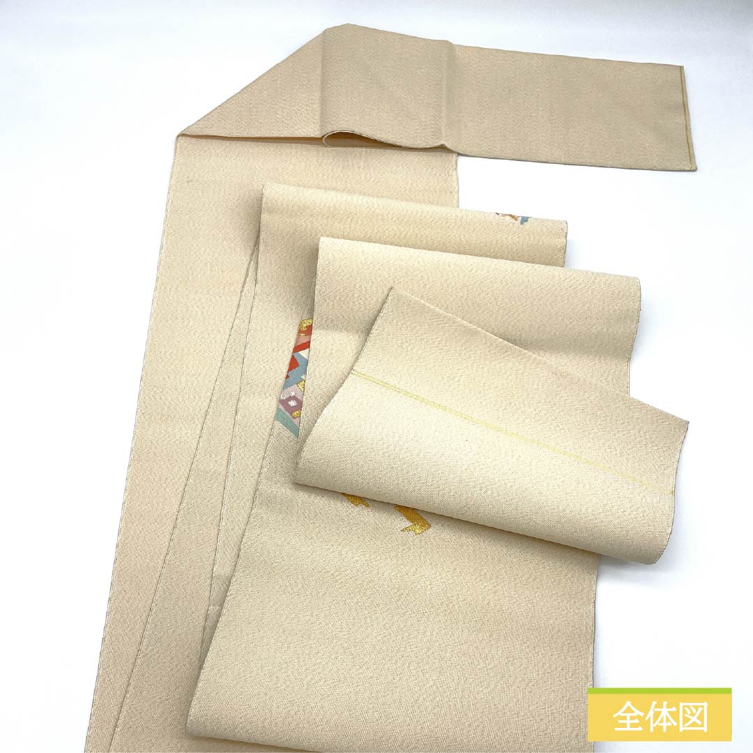 名古屋帯 正絹 Sランク 鳳凰 綴れ織 帯丈358cm ポイント柄 セミフォーマル 金系 1124009542321 松葉仕立て