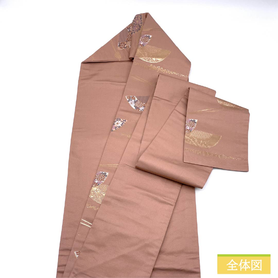 名古屋帯 正絹 Aランク 似桃色(にせももいろ) 櫛 かんざし 帯丈348cm 六通 セミフォーマル ピンク系 1124010693313 名古屋仕立て