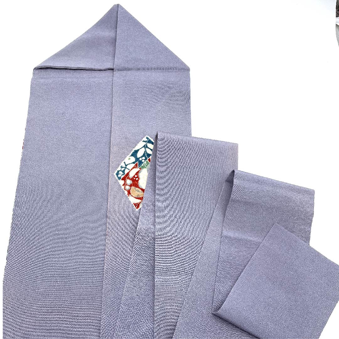 Nagoya obi, purple-gray, crepe fabric, Tsujigahana pattern, obi length 381cm, pure silk, B rank, point pattern, casual, purple, 1124004774320, Nagoya style