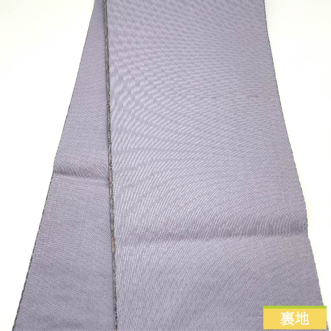 袋帯 江戸納戸色(えどなんどいろ) 三重織 グラデーション 波絹 帯丈447cm 正絹 Sランク 六通 フォーマル 水色系 1123009642324
