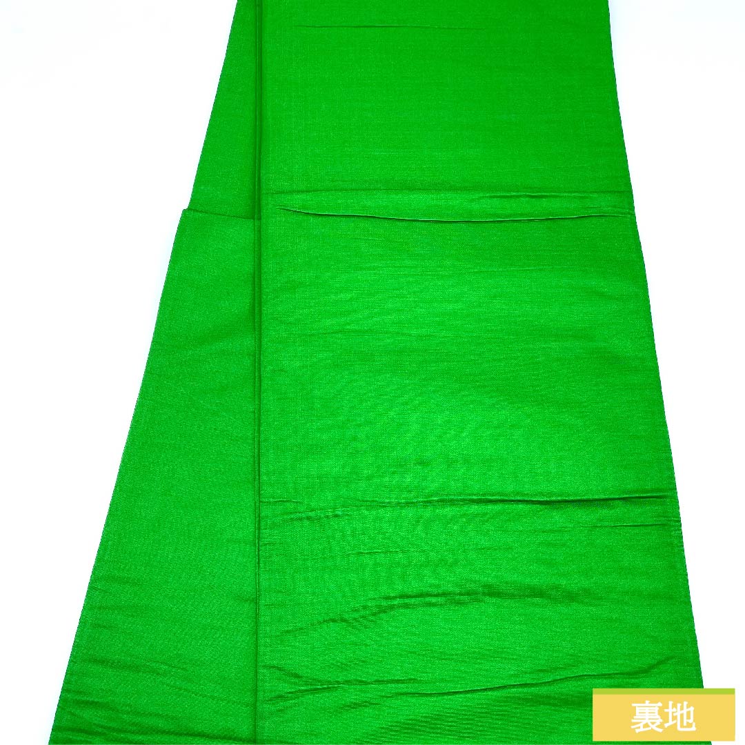 袋帯 緑色 宝相華 帯丈418cm 正絹 Sランク 六通 フォーマル 緑系 1123010362319