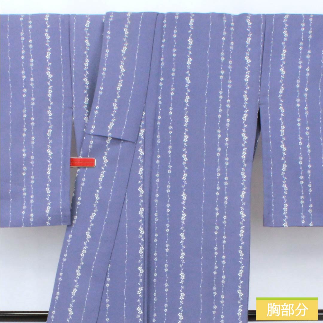 Komono Polyester A Rank Length 162.5cm Sleeve-to-sleeve 66cm Unlined Futai Aiiro (Deep Indigo) Katazome Small Flowers Washable Kimono Purple System 1115008053420