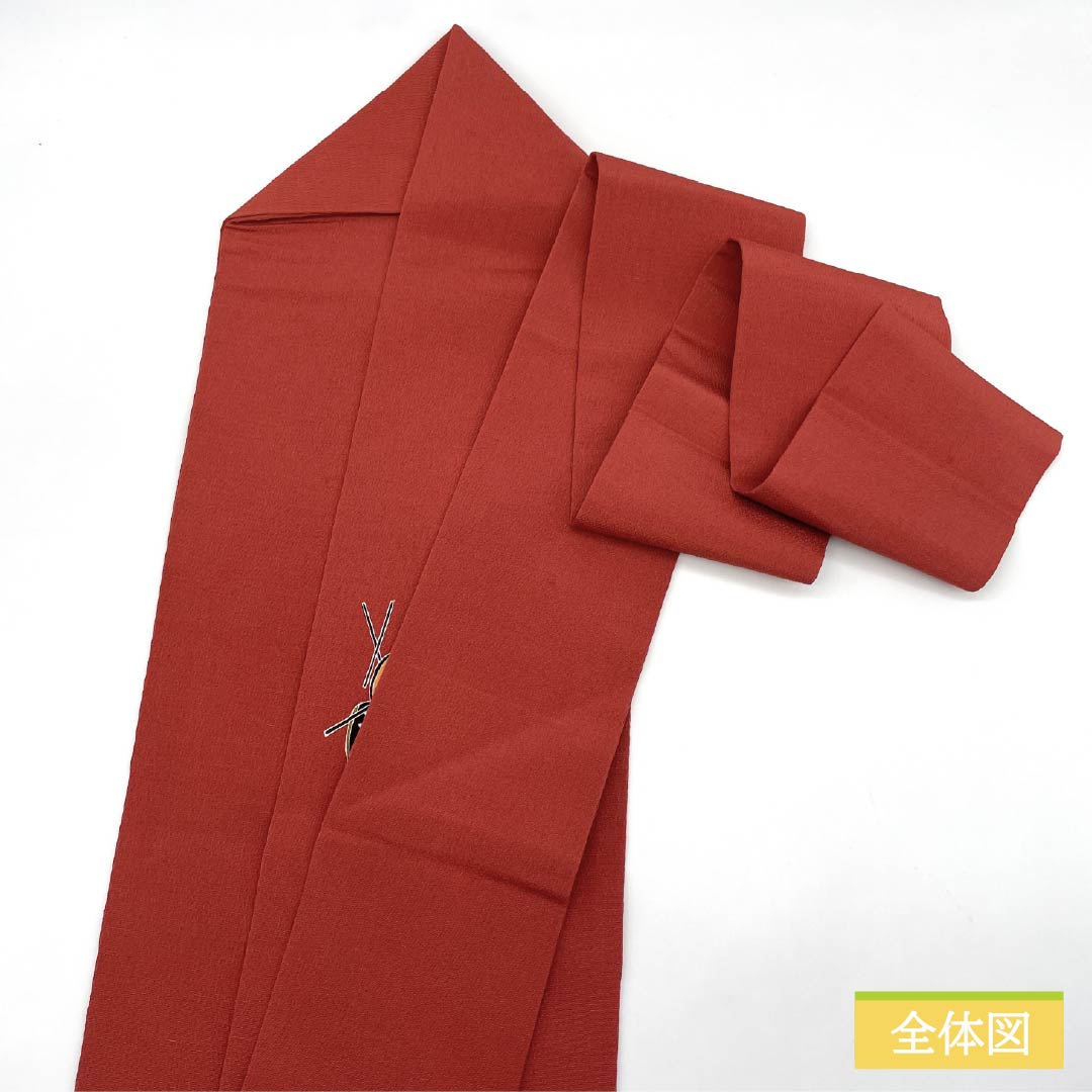 Nagoya obi, crimson silk (momiiro), crepe fabric, dyed obi, child, obi length 363cm, pure silk, S rank, point pattern, casual, vermilion, 1124007542316, Nagoya style