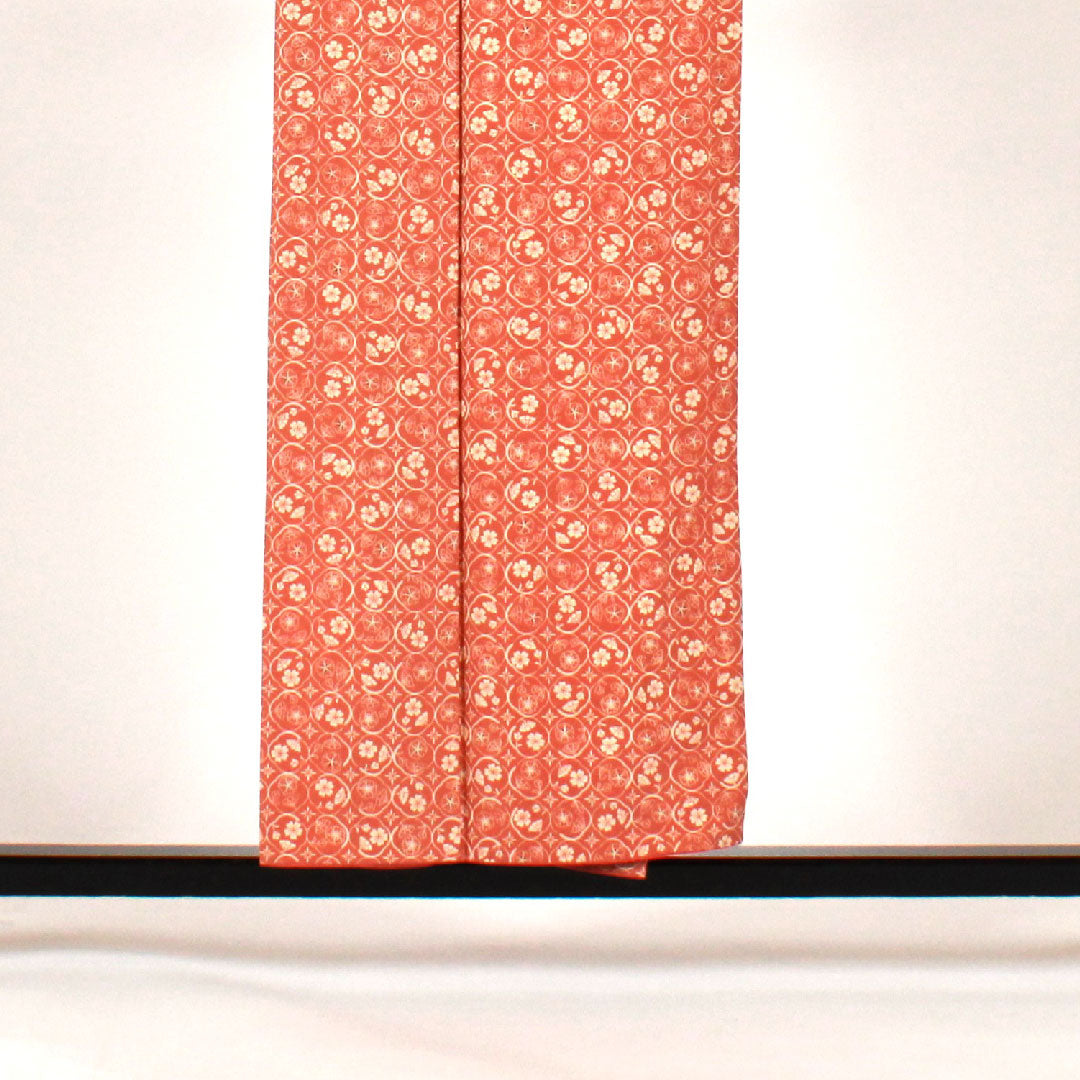 小紋 身丈155cm 裄丈63cm 袷 小花模様 洗える着物 ポリ Sランク ピンク系 1115000802313