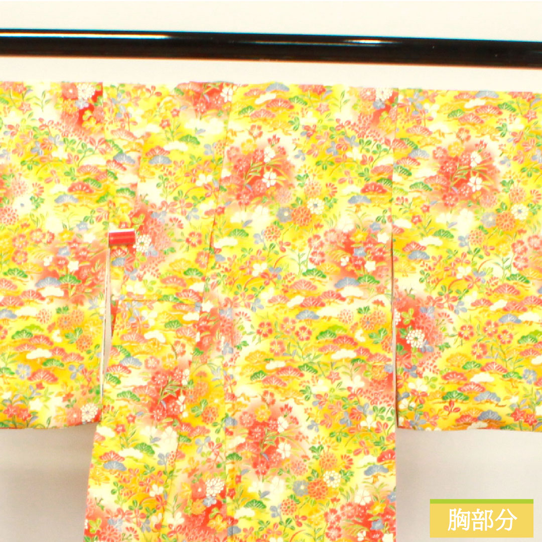 Komon, pure silk, length 158.5cm, sleeve length 64cm, lined, floral pattern, S rank, gradation style, 1115003812399