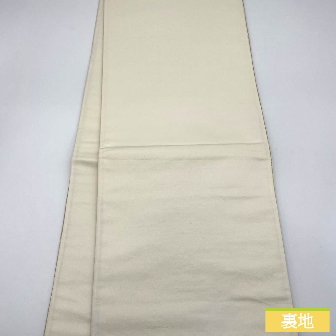 Formal, pure silk obi with a floral fan pattern and autumn leaves, perfect for formal wear with a gold accent. 428cm long, A-rank, six-fold hem. Product number: 1123014223321.